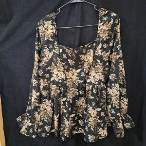 Shein Curve Plus Size Floral Print Blouse, Size 0XL